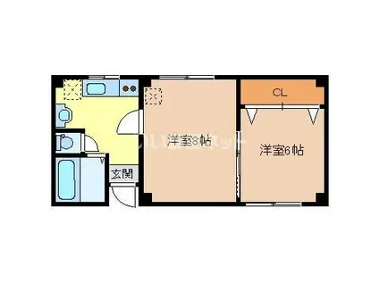 VIVALES千石町(2K/2階)の間取り写真