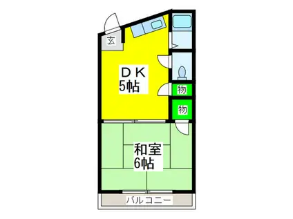 クインズコート2号館(1DK/3階)の間取り写真