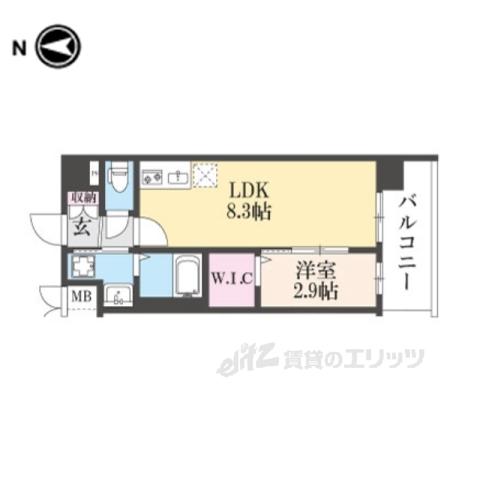 ソルテラス京都JUJO薫(1LDK/2階)の間取り写真