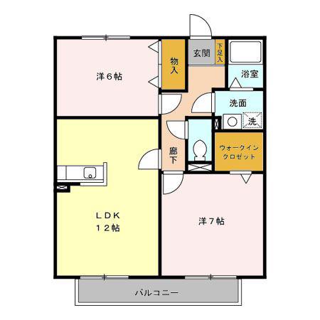 リヴェール(2LDK/2階)の間取り写真