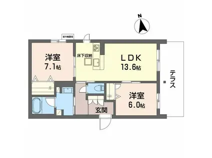 プレミアス鳳II(2LDK/1階)の間取り写真