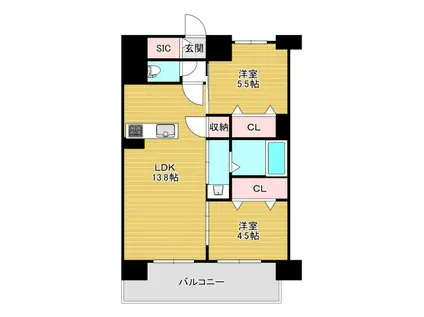 セイワパレス美章園駅前(2LDK/8階)の間取り写真