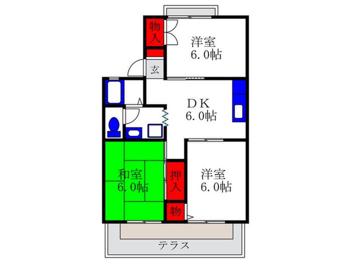 アゼリアガーデンハイツA(3DK/1階)の間取り写真