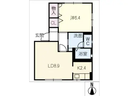 カーサ・F(1LDK/1階)の間取り写真