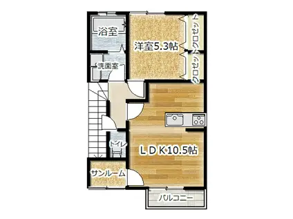 コンフォーティアVI(1SLDK/2階)の間取り写真