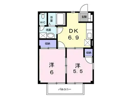 ジュネス文京(2DK/1階)の間取り写真