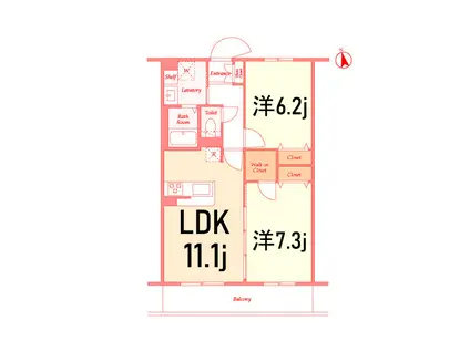 フラッツ横浜戸塚(2LDK/1階)の間取り写真