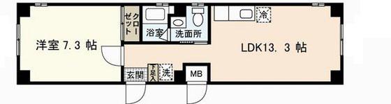 ヒルヴィスタ三滝(1LDK/3階)の間取り写真