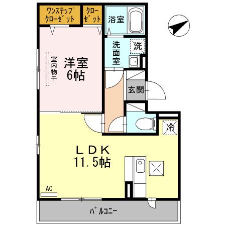 シリエジオ甲子園六番館(1LDK/2階)の間取り写真