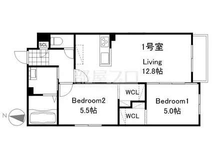 南20西8マンション(2LDK/4階)の間取り写真