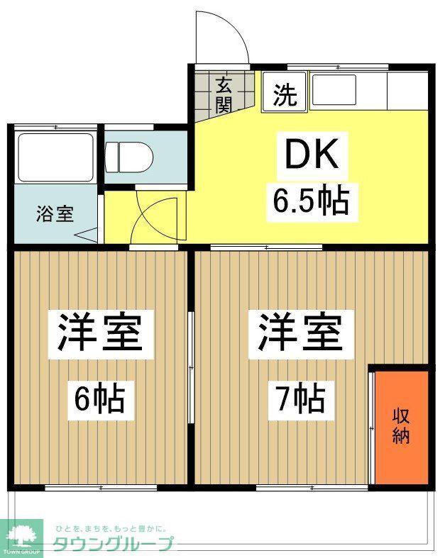 ティファニーヒルズ(2DK/1階)の間取り写真