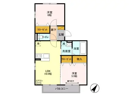 アネシス(2LDK/2階)の間取り写真