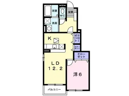 ベアーレII(1LDK/1階)の間取り写真