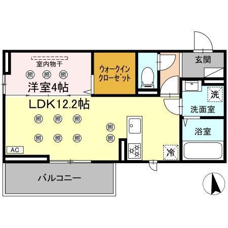 D-RESENA SOLAIRE(1LDK/2階)の間取り写真