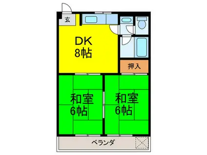 エスポアール宝塚(2DK/2階)の間取り写真