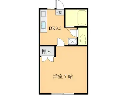 ドミールキクチ中郷(1K/2階)の間取り写真