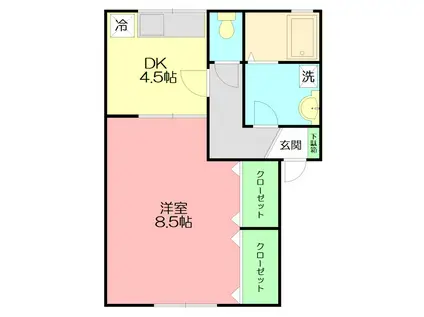 シャルム松風(1DK/2階)の間取り写真