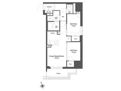 THE GATEHOUSE浅草雷門(2LDK/10階)の間取り写真
