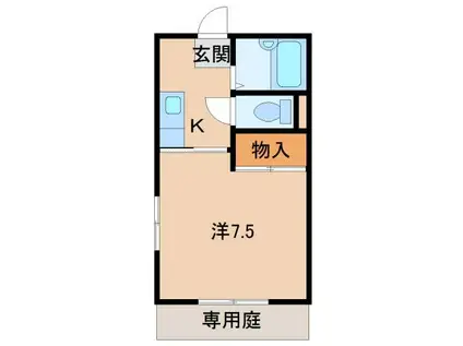 キャロットハウス(1K/1階)の間取り写真