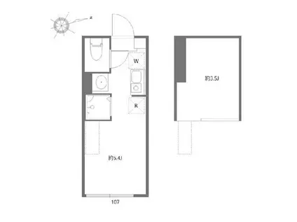 ハーモニーテラス上中里(ワンルーム/1階)の間取り写真