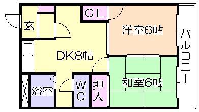 サンフィールド(2DK/1階)の間取り写真