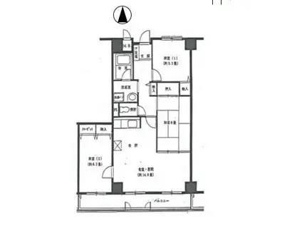 サンタウン明石ウエスト(3LDK/4階)の間取り写真