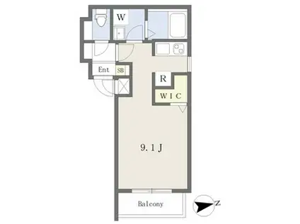 CHERIM高畑 サウス(1K/3階)の間取り写真