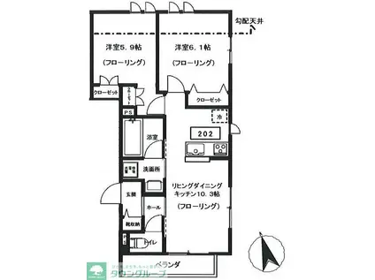サウザンド3(2LDK/2階)の間取り写真