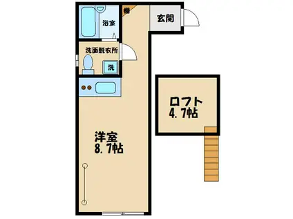 サイドパーク白糸台(ワンルーム/2階)の間取り写真