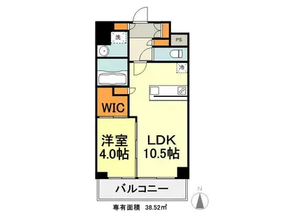 プロスペクト恩賜公園(1LDK/4階)の間取り写真