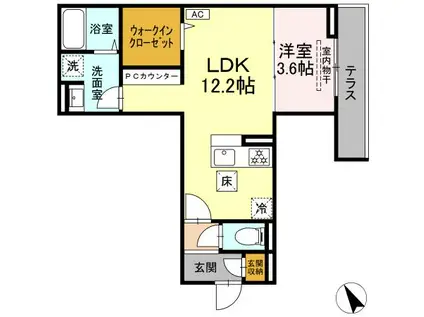 クロエ橋本(1LDK/1階)の間取り写真
