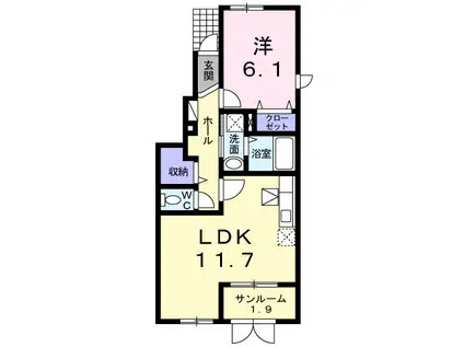 パニエ ド フルールI(1LDK/1階)の間取り写真