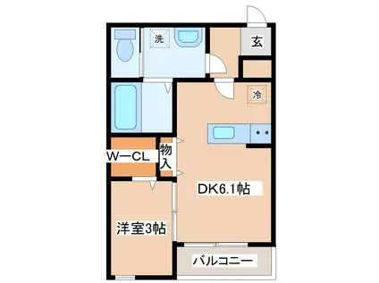 LUCENTE(1DK/1階)の間取り写真