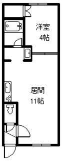 ハンドレッドヴィレッジE棟(1LDK/2階)の間取り写真
