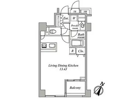 セントラルクリブ六本木III棟(ワンルーム/6階)の間取り写真
