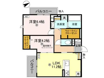 LA MAISON林崎(2LDK/3階)の間取り写真