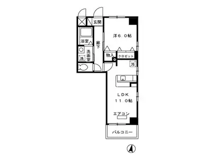 ベース・ブリッジ(1LDK/6階)の間取り写真