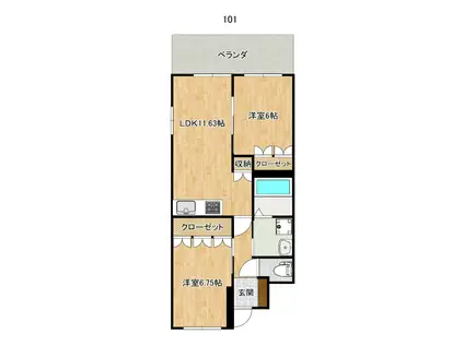 サンフィット(2LDK/1階)の間取り写真