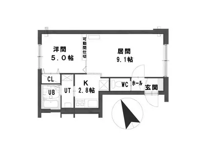 グランメール南郷S-3(1LDK/3階)の間取り写真