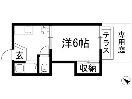タートルハイツ(1K/1階)の間取り写真