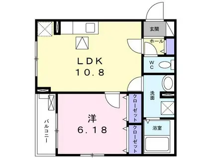ベルフォーレ茨木(1LDK/3階)の間取り写真
