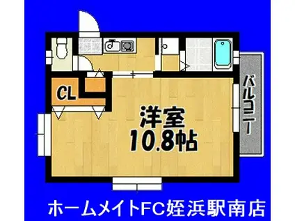 ディアコート・オーガII(1K/3階)の間取り写真