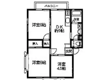 アーバン市原7号館(3DK/1階)の間取り写真