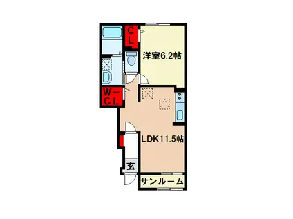 クルーレ.ケイ(1LDK/1階)の間取り写真