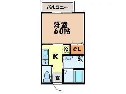 トラヴィスII(1K/2階)の間取り写真