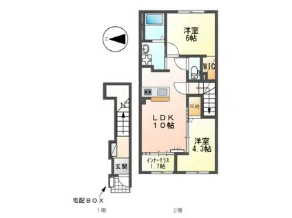 大村町アパート(2LDK/2階)の間取り写真