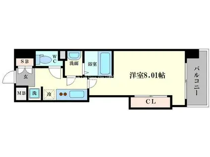 ラグゼ難波西II(1K/3階)の間取り写真