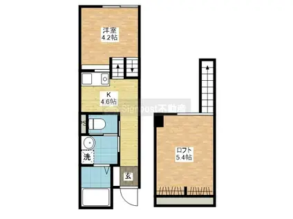 SIGNPOST界II(1SK/1階)の間取り写真