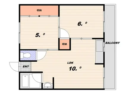 ジョイフル鈴蘭台(2LDK/4階)の間取り写真