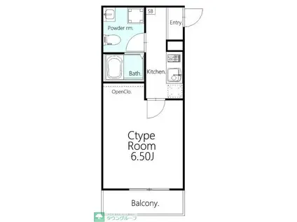 SOLANA鴻巣加美(1K/1階)の間取り写真